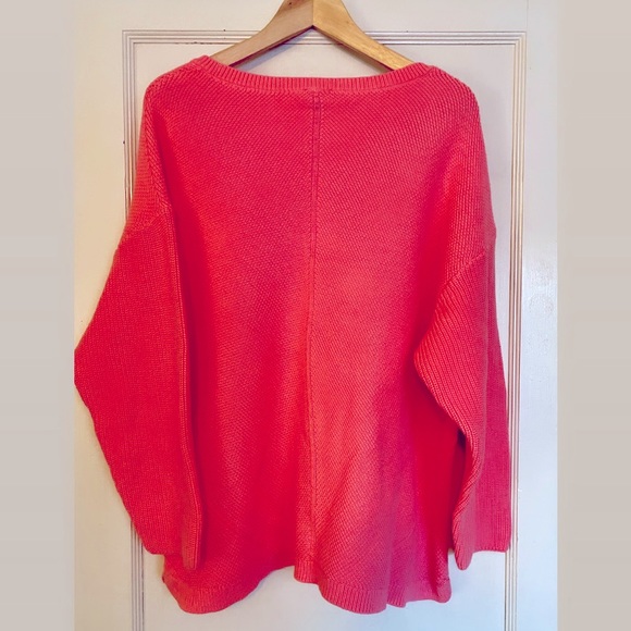 Talbots Mixed Knit Shaker Stitch Pink Cotton Sweater - Picture 3 of 6